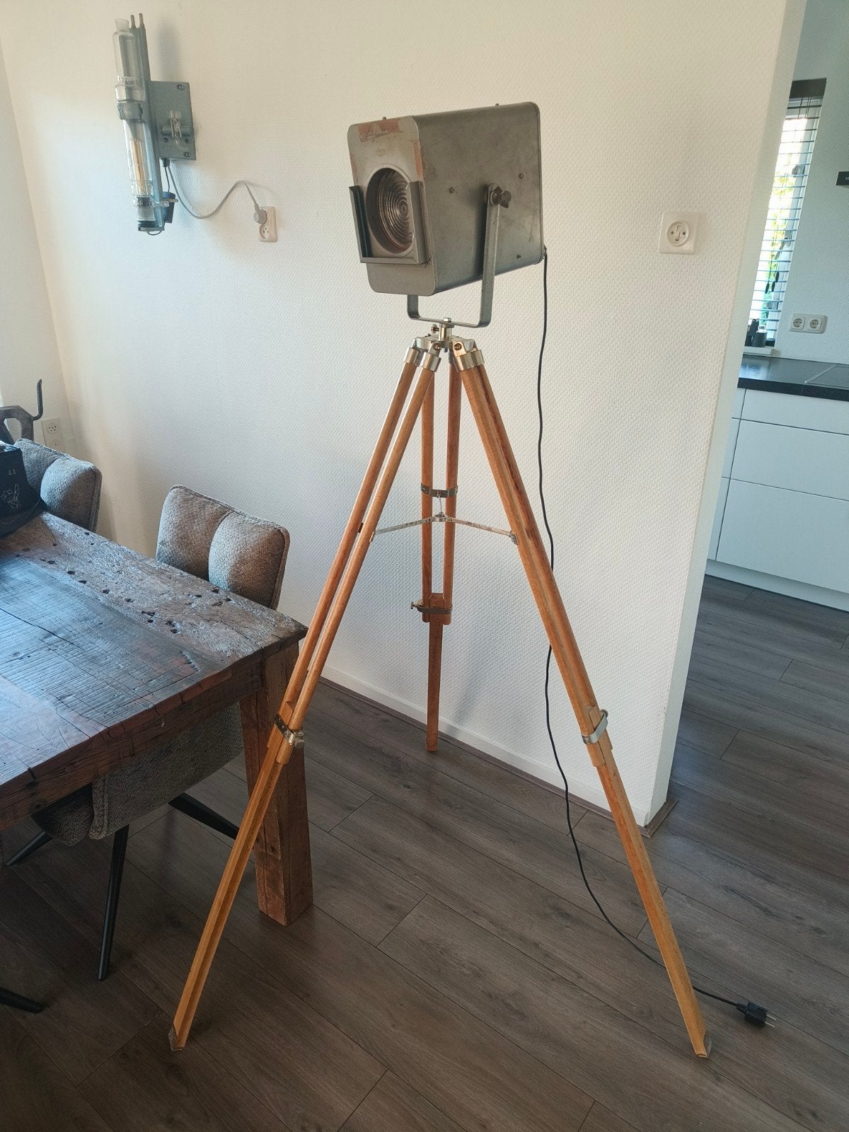 Vintage Strand Electric PATT 45 theaterlamp op statief, Ophalen, Hout, E27 (groot), 150 tot 200 cm