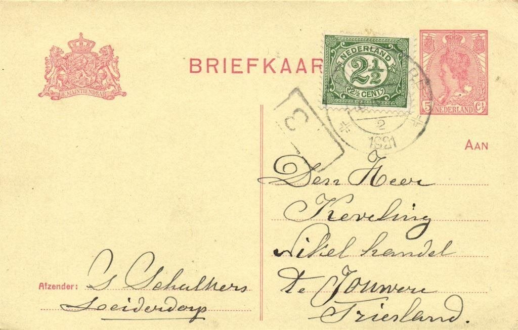 S. Schalkers, Leiderdorp - 04.1921 - briefkaart, Postzegels en Munten, Brieven en Enveloppen | Nederland, Ophalen of Verzenden