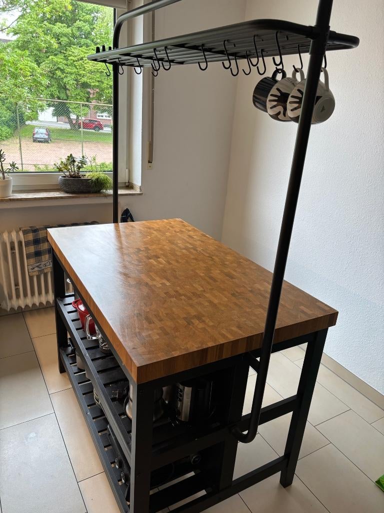 keukeneiland IKEA Vadholma met rek., Ophalen, Gebruikt, 100 tot 150 cm, 75 cm of meer