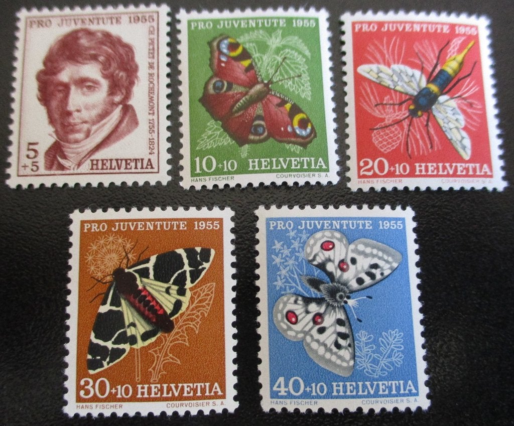 Zwitserland, serie Pro Juventute, insecten, 1955, Ophalen of Verzenden, Postfris