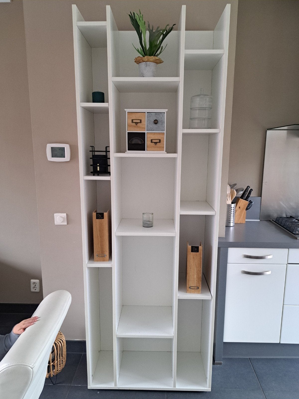 Witte Boekenkast met Open Vakken, Huis en Inrichting, Kasten | Boekenkasten, Gebruikt, 200 cm of meer, Modern, 25 tot 50 cm