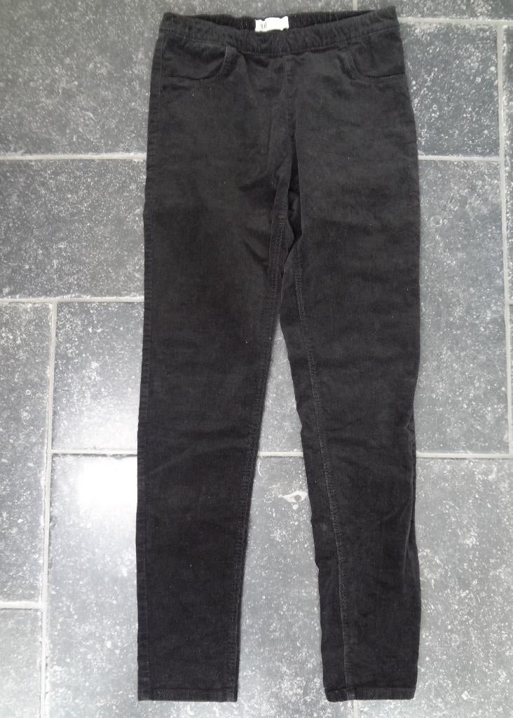 Broek maat 164, zwart rib, H&M, ribbroek., Kinderen en Baby's, Kinderkleding | Maat 164, Broek, Meisje, H&M, Ophalen of Verzenden