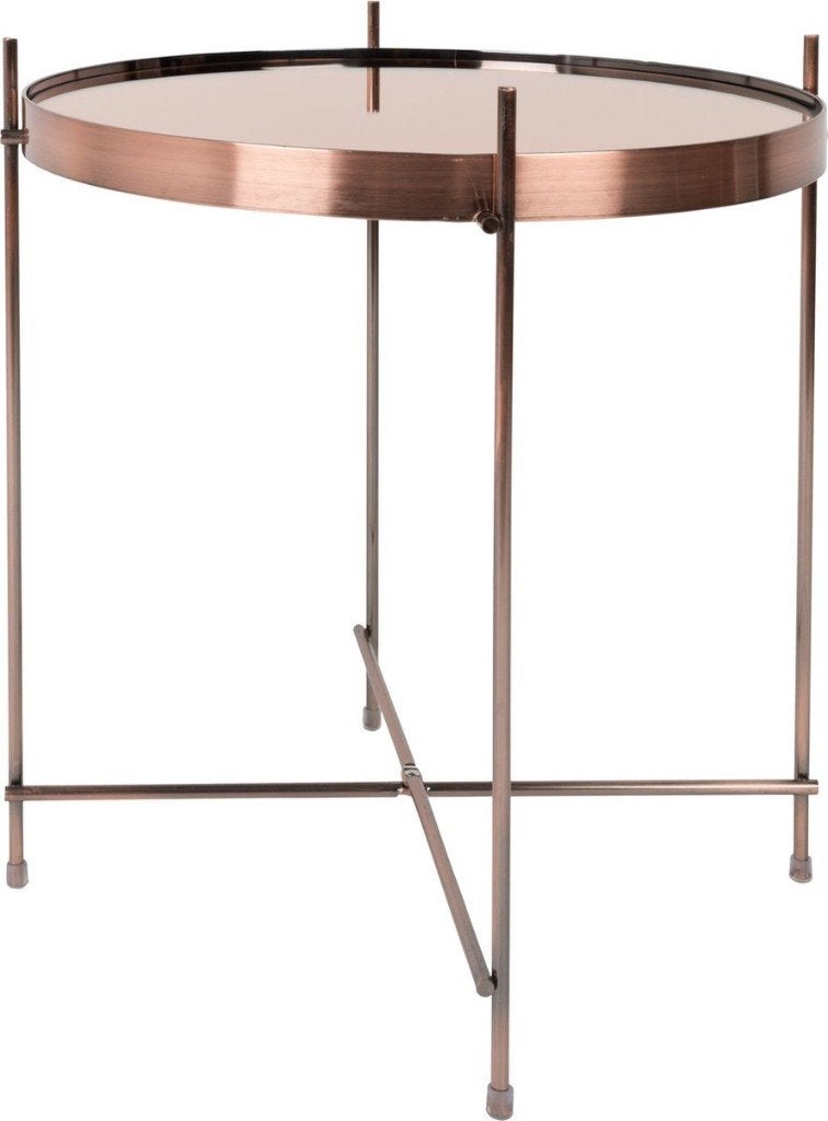 Zuiver Cupid Bijzettafel Rond 43 cm Glas/ Metaal Koper, Minder dan 55 cm, Metaal of Aluminium, Rond, Zo goed als nieuw