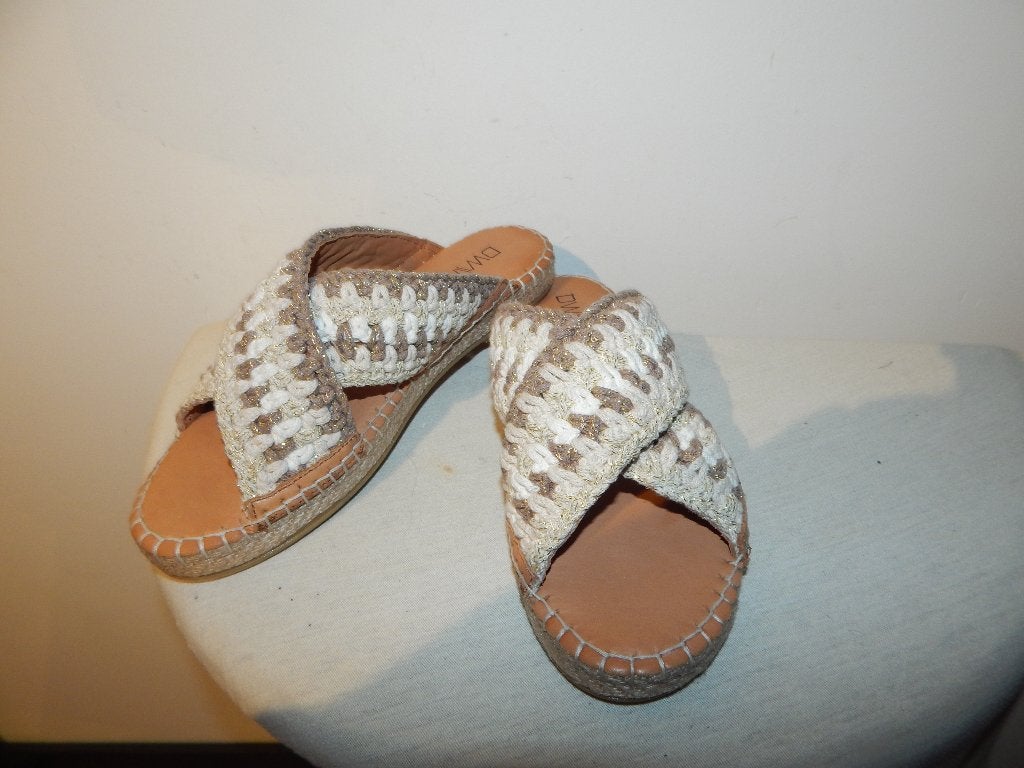 Dwars nieuwe sandalen slippers leer voetbed gehaakte band 38, DWRS, Overige kleuren, Verzenden, Nieuw