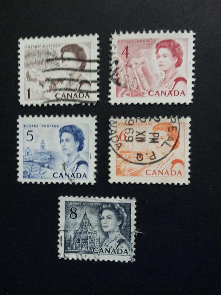 Canada kopjes B Koningin Elizabeth gestempeld, Ophalen of Verzenden, Gestempeld, Noord-Amerika