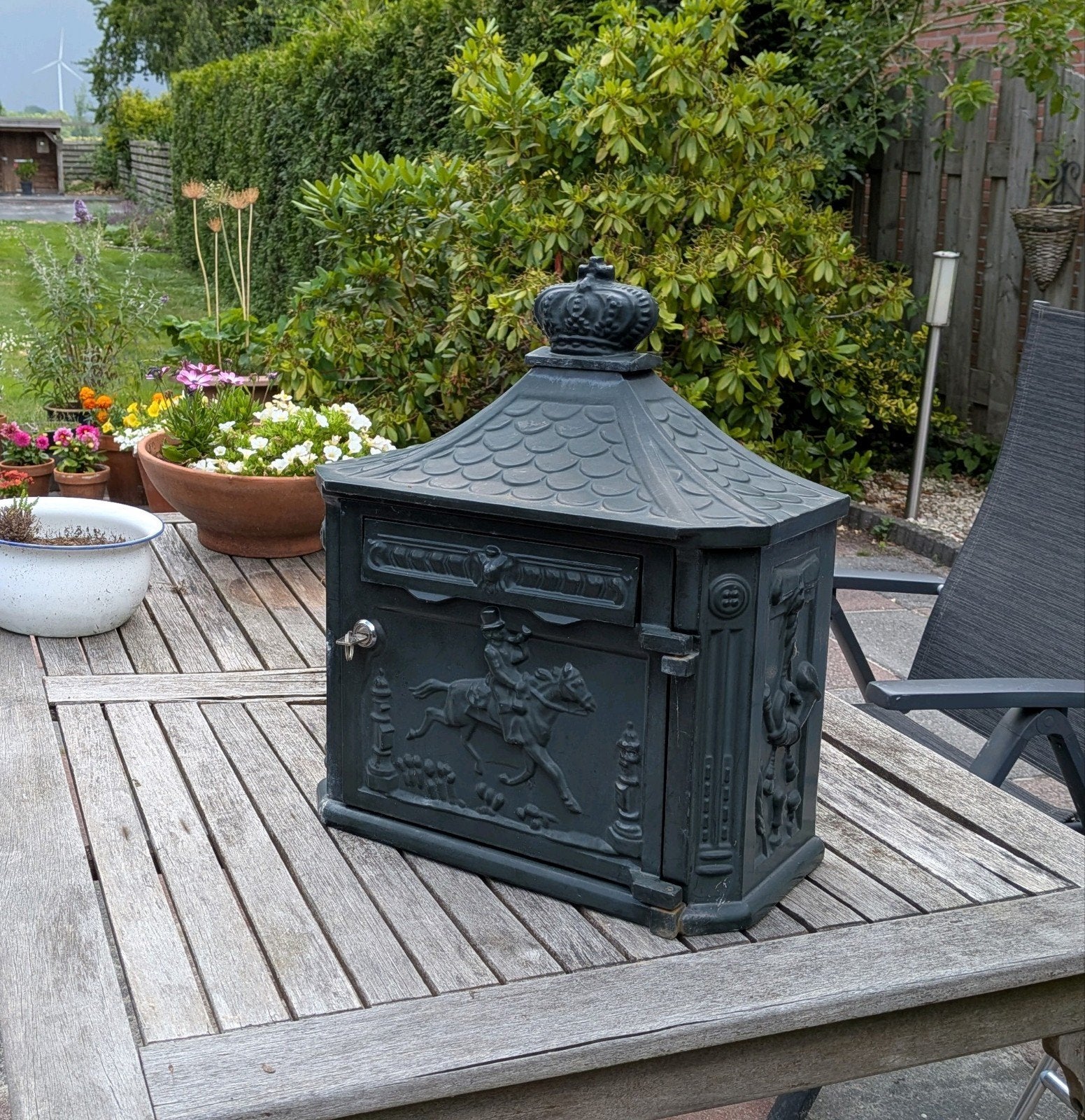 Gietijzeren brievenbus, Tuin en Terras, Brievenbussen, Ophalen, Gebruikt, IJzer, Staande brievenbus
