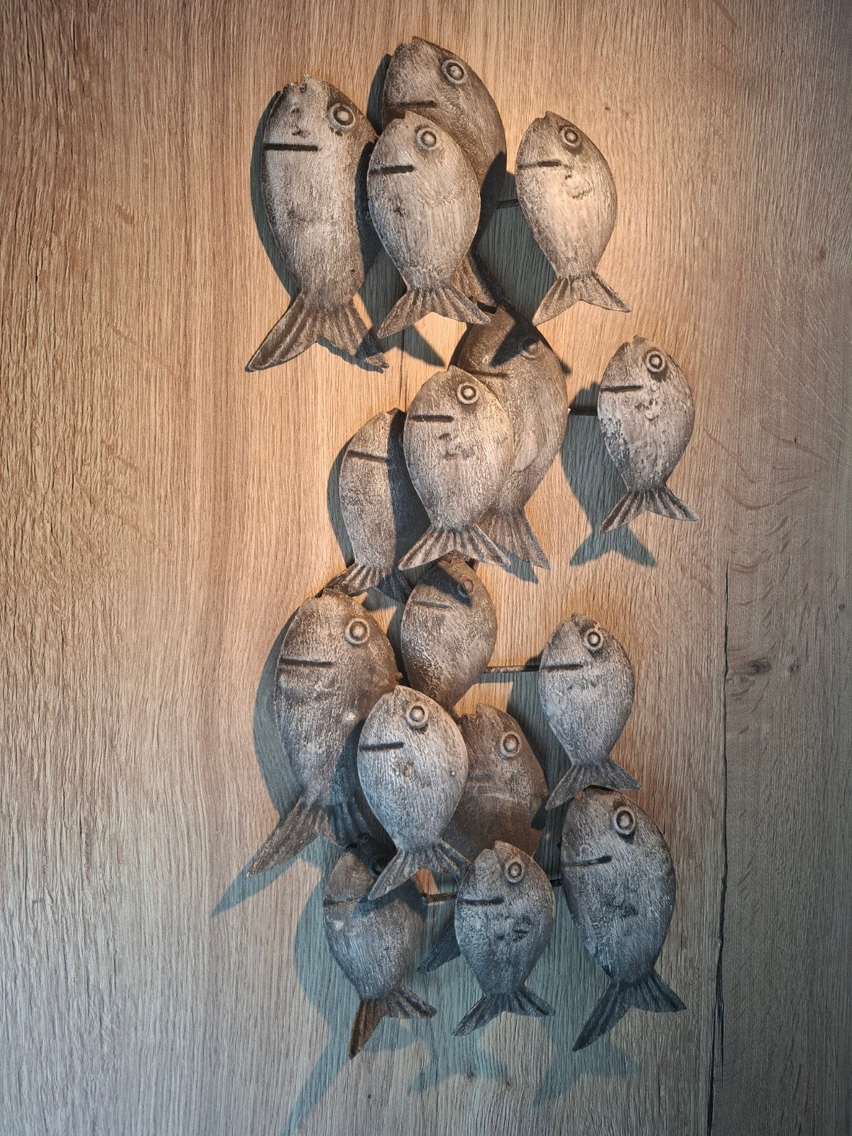 Wanddecoratie vissen metaal - 60x28 cm, Zwart, Ophalen of Verzenden, Zo goed als nieuw, Metaal