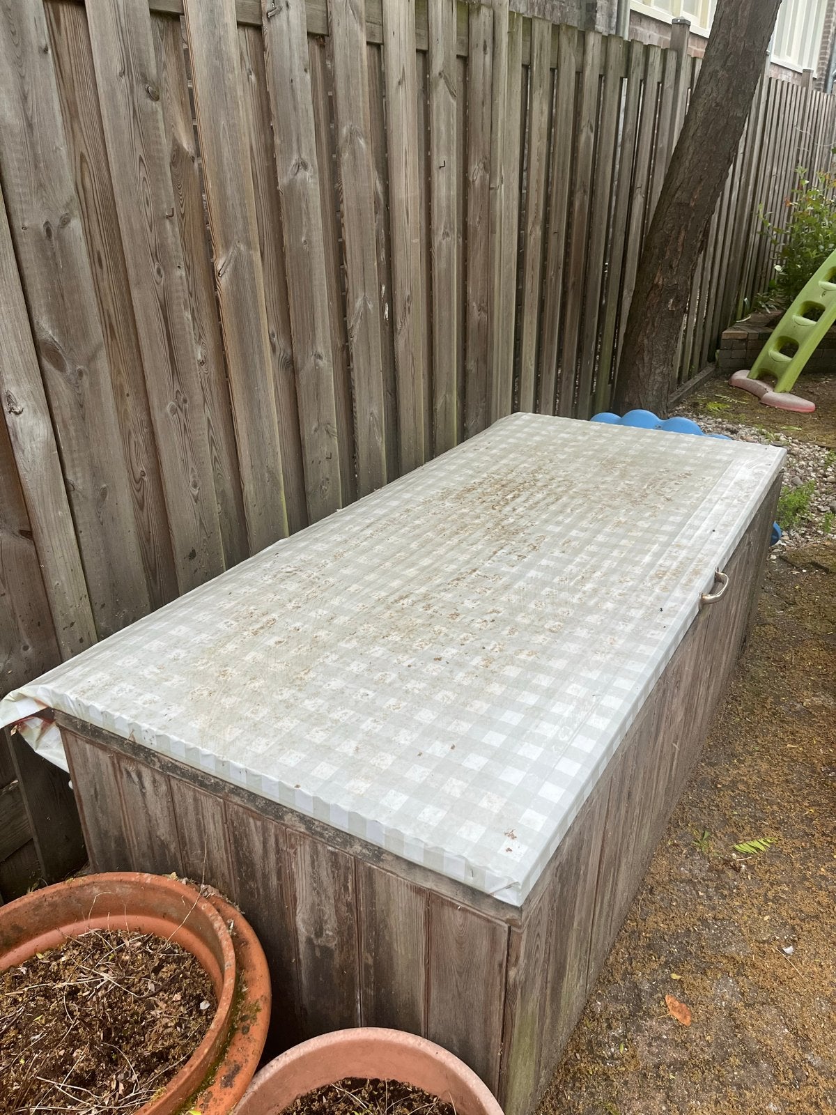 Houten opbergkist 185x85x65cm - Tuinberging, Tuin en Terras, Ophalen, Gebruikt, Hout, Overige typen