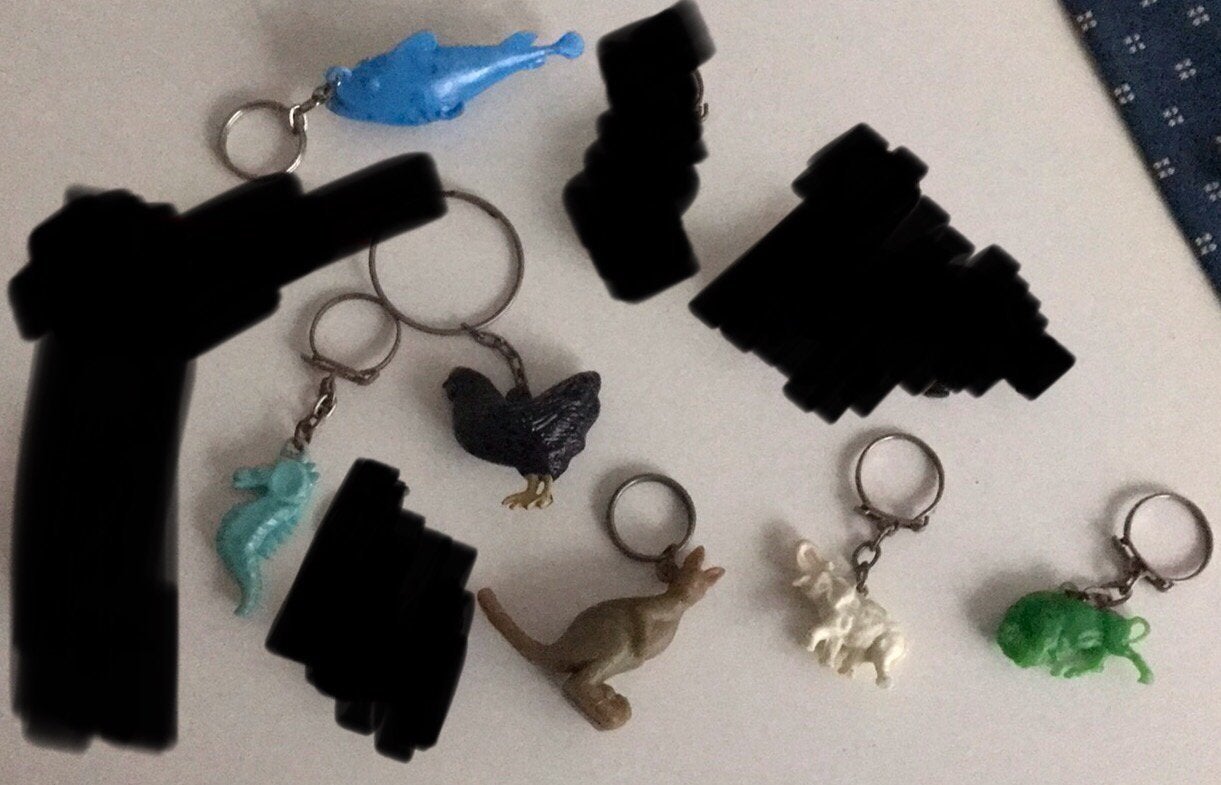 Vintage sleutelhangers, verschillende dieren,vis,zeepaardje, Ophalen of Verzenden, Zo goed als nieuw