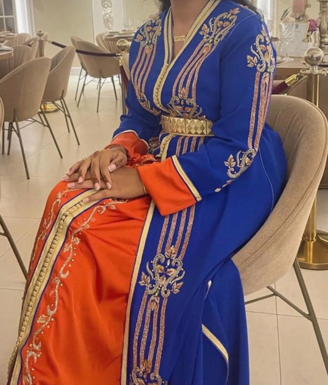 Prachtige Marokkaanse takchita, Maat 38/40 (M), Overige typen, Blauw, Ophalen of Verzenden