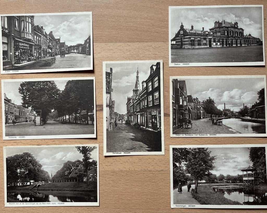 Partij 7 kaarten van Hoorn jaren '20 met links boven en rech, Verzamelen, Ansichtkaarten | Nederland, Ophalen of Verzenden, 1920 tot 1940