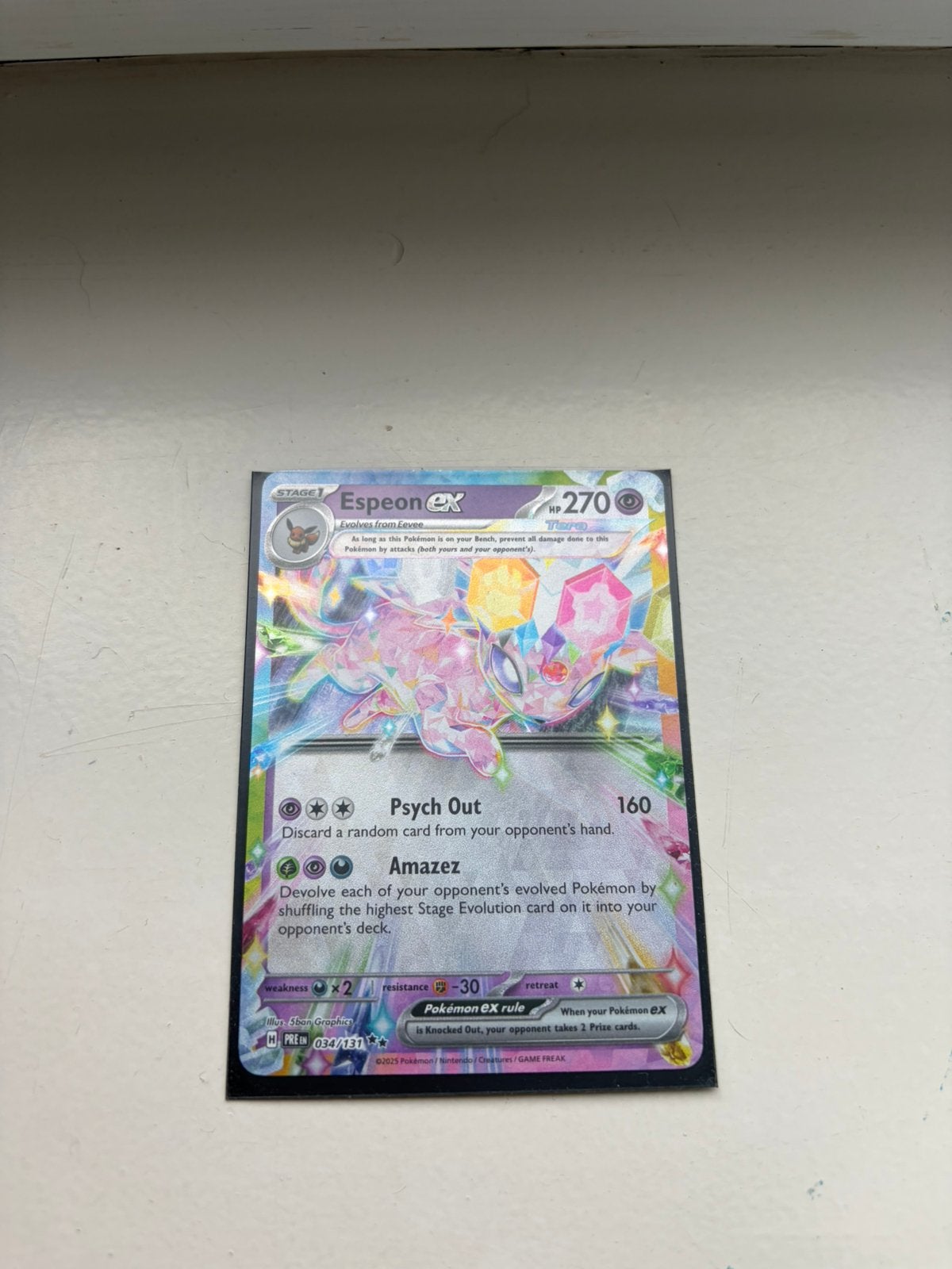 Espeon Ex #34 Pokemon Prismatic Evolutions, Hobby en Vrije tijd, Verzamelkaartspellen | Pokémon, Ophalen of Verzenden, Zo goed als nieuw