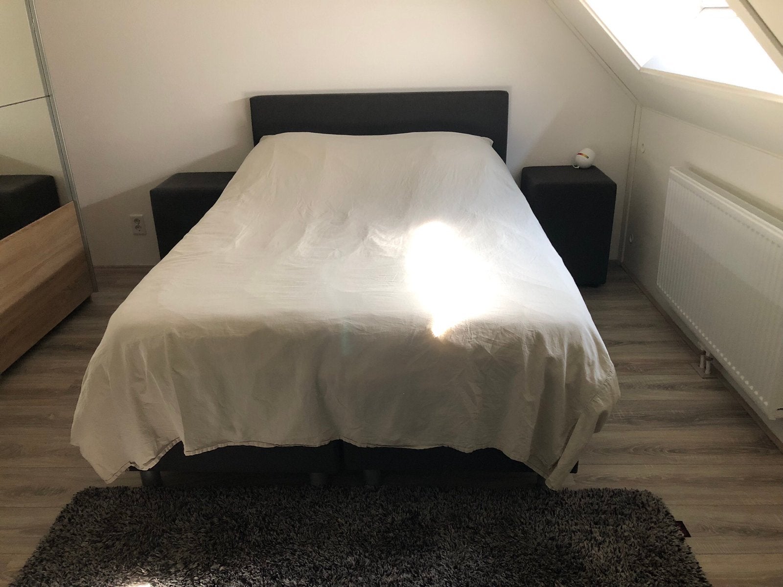 Hotel Chique Boxspring Antraciet 140x200 Esprit Home Kleed, Ophalen, Tweepersoons, 140 cm, Zo goed als nieuw