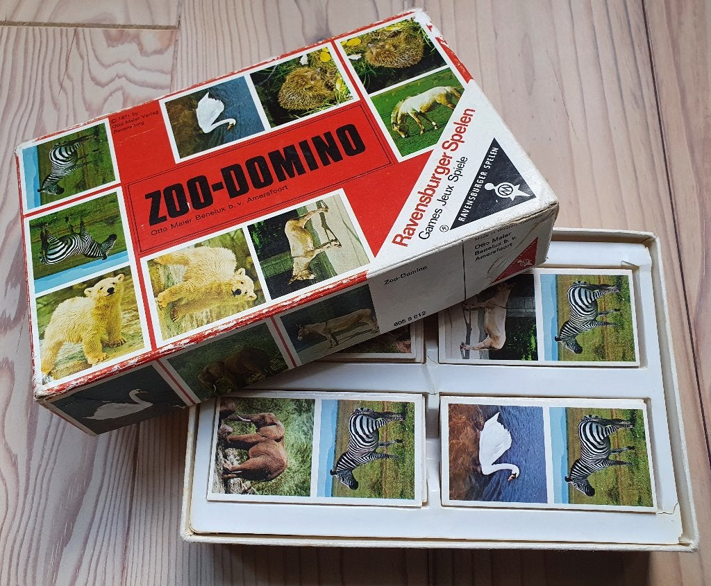 Zoo Domino: plaatjes-legspel: compleet, uit de jaren '70, Een of twee spelers, Ophalen of Verzenden, Zo goed als nieuw, Ravensburger Spelen