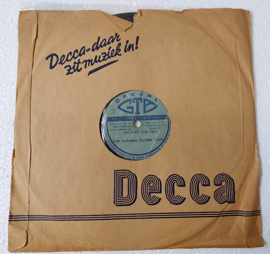 GTB studio ACETATE F.B.Hotz New Orleans Rhythm Club Den Haag, 10 inch, Ophalen of Verzenden, Jazz, Gebruikt