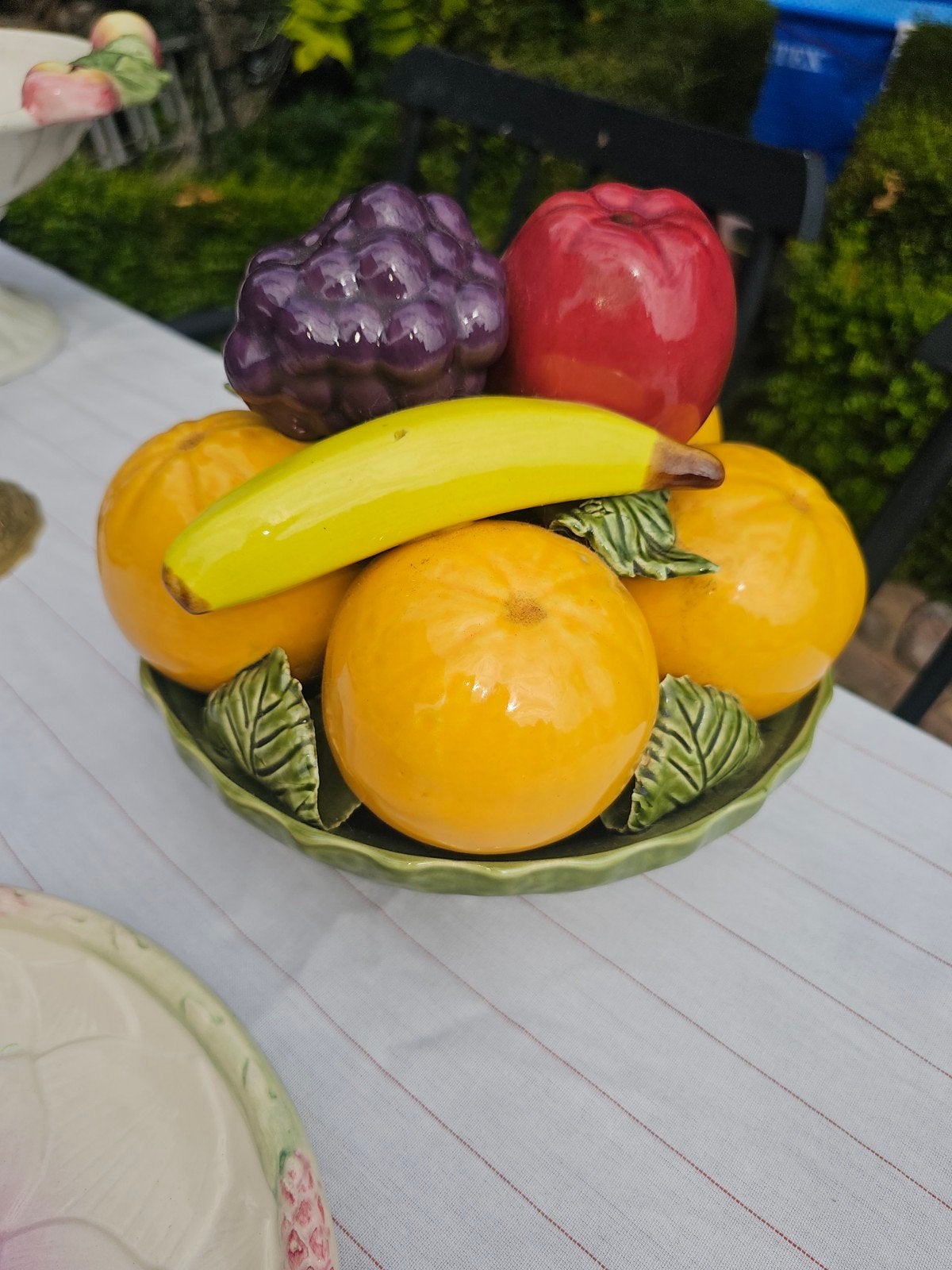 Vintage Keramieken Fruitschaal met Kunstfruit, Vintage, Gebruikt, Meerkleurig, Ophalen of Verzenden