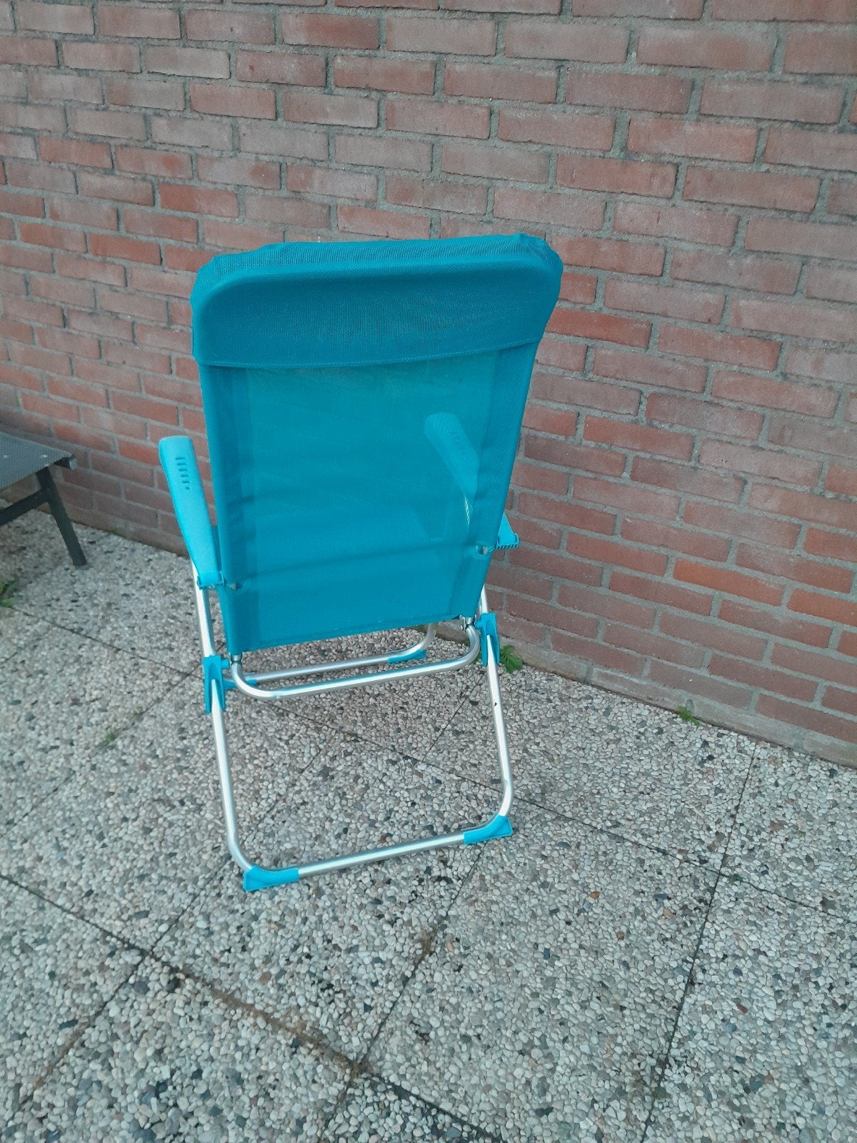 Verstelbare campingstoel - Turquoise, Ophalen, Gebruikt, Aluminium, Verstelbaar