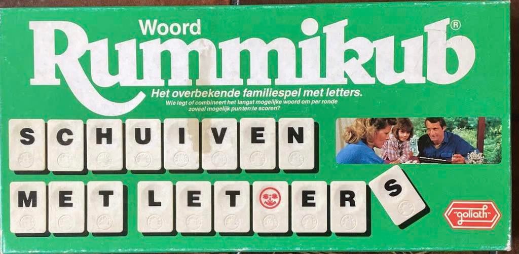 Compleet Woord rummikub met grote stenen, Hobby en Vrije tijd, Ophalen of Verzenden, Zo goed als nieuw