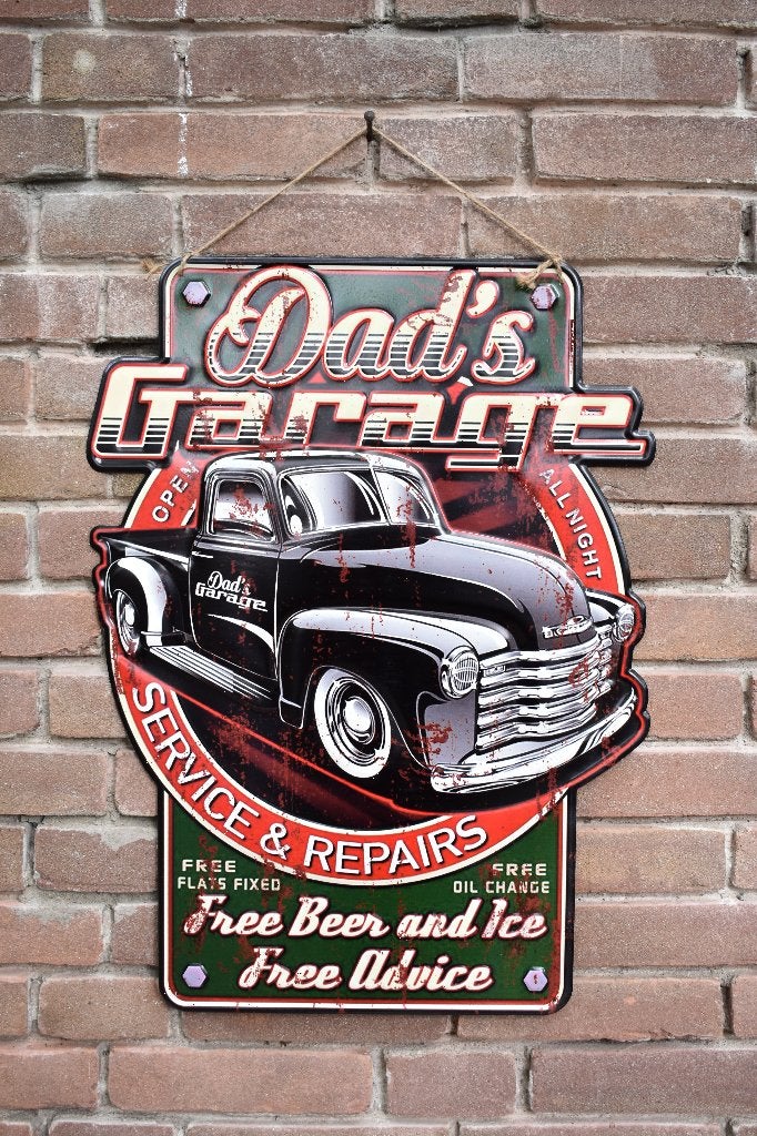 Metalen Wandbord Decoratie - Dad's Garage & Warning, Ophalen of Verzenden