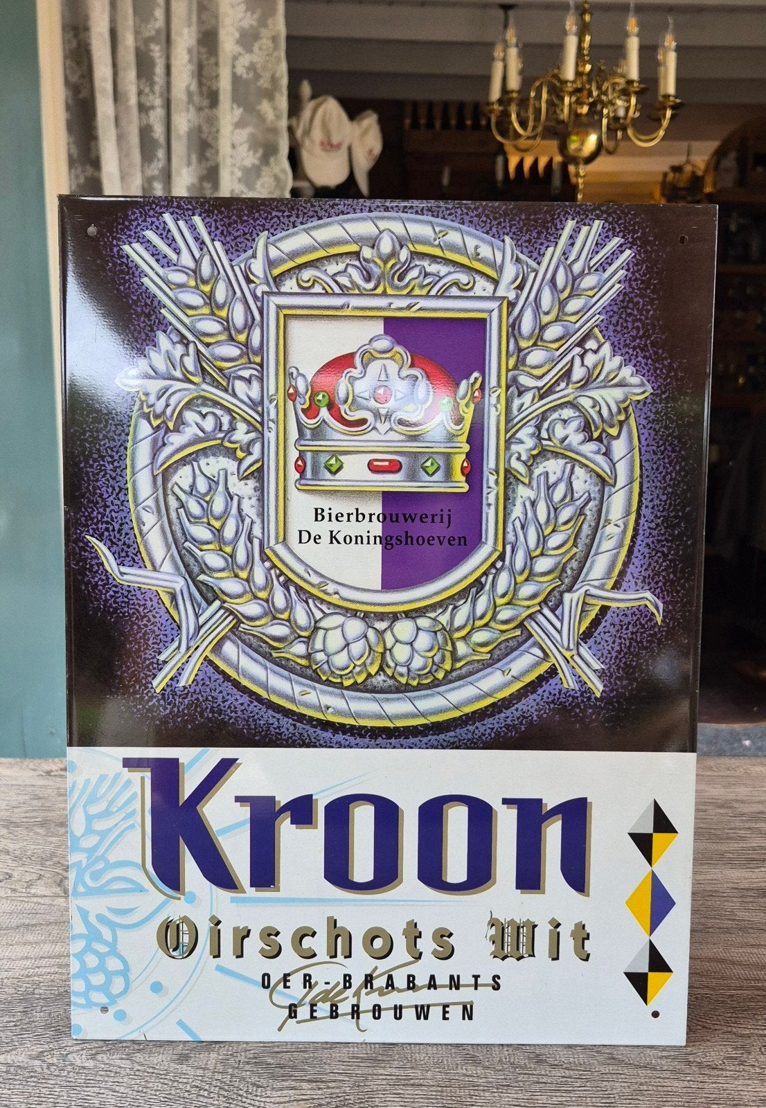 De Kroon La Trappe Koningshoeven metalen wandbord, Verzamelen, Biermerken, Ophalen of Verzenden, Gebruikt