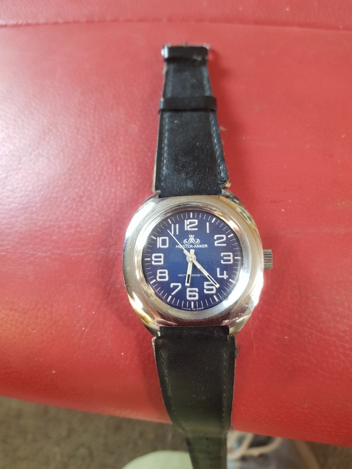 mechanisch herenhorloge Meister Anker., Sieraden, Tassen en Uiterlijk, Horloges | Heren, Ophalen, Zo goed als nieuw, Leer, Overige merken