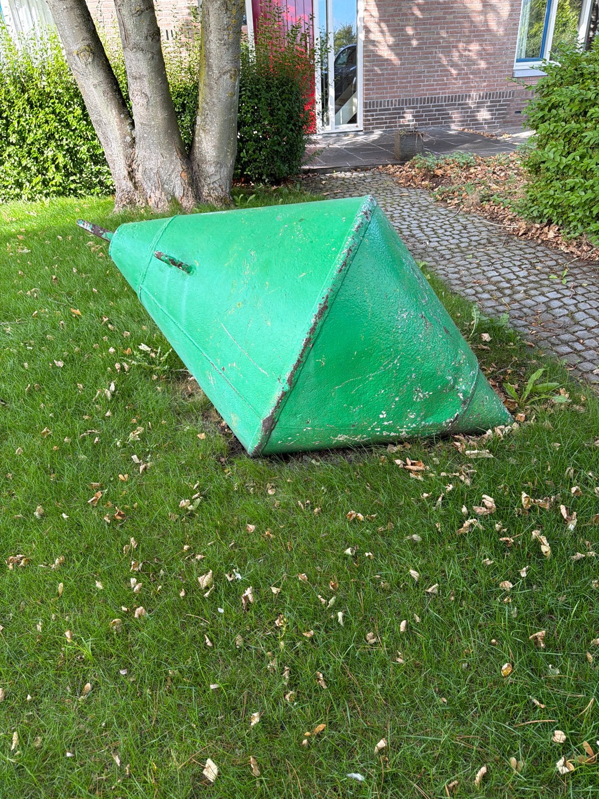 Grote groene en rode stalen boei, decoratief objecten, Ophalen, Gebruikt