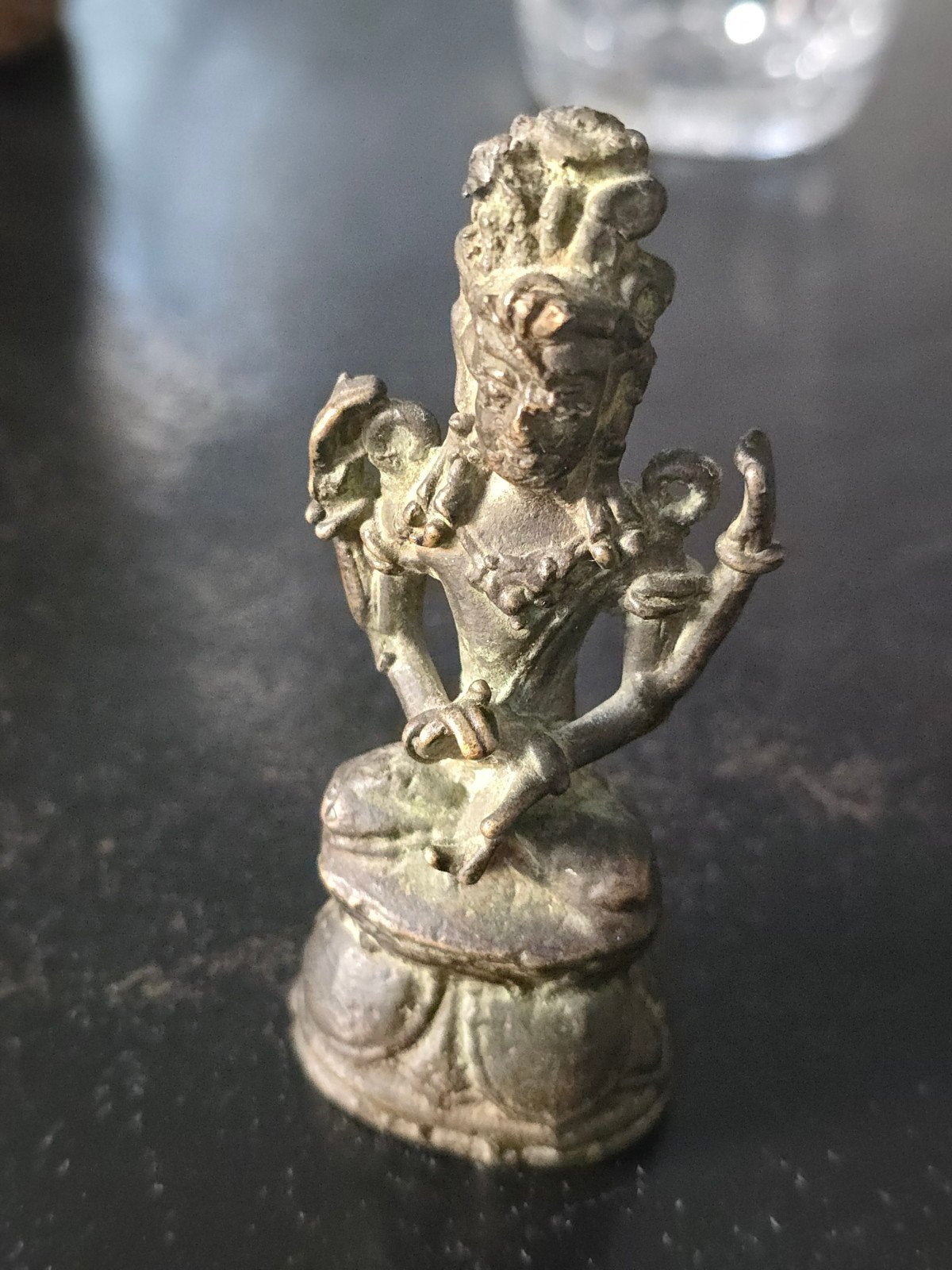 Antiek Bronzen Ardhanarishvara-idool beeld Panchaloha Shiva, Ophalen of Verzenden, Brons