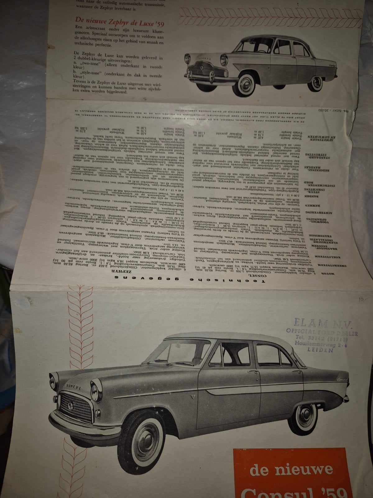 FORD CONSUL 1959 ORIGINELE NEDERLANDSTALIGE RECLAMEFOLDER, Ophalen of Verzenden