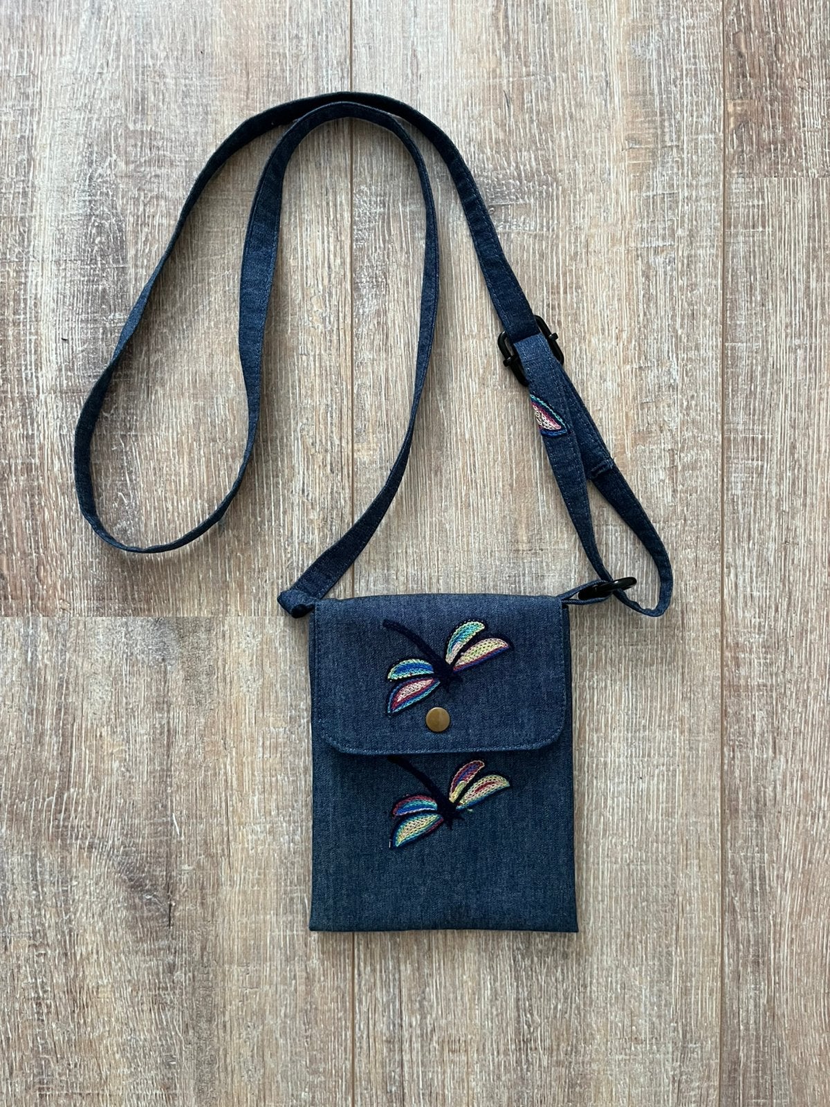 Denim schoudertasje – butterfly, Ophalen of Verzenden, Nieuw, Blauw, Schoudertasje