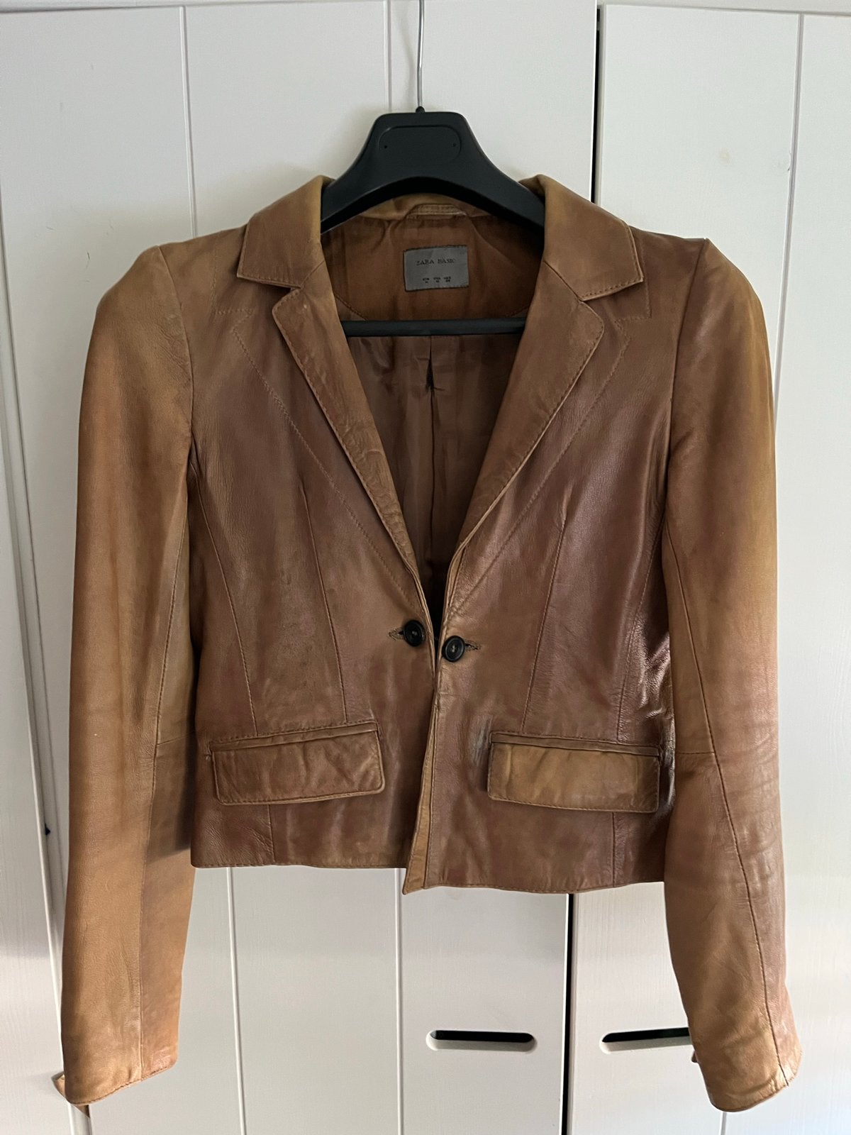 Zara Basic leren blazer jasje maat M - goede staat, Ophalen of Verzenden, Gedragen, Maat 38/40 (M), Bruin