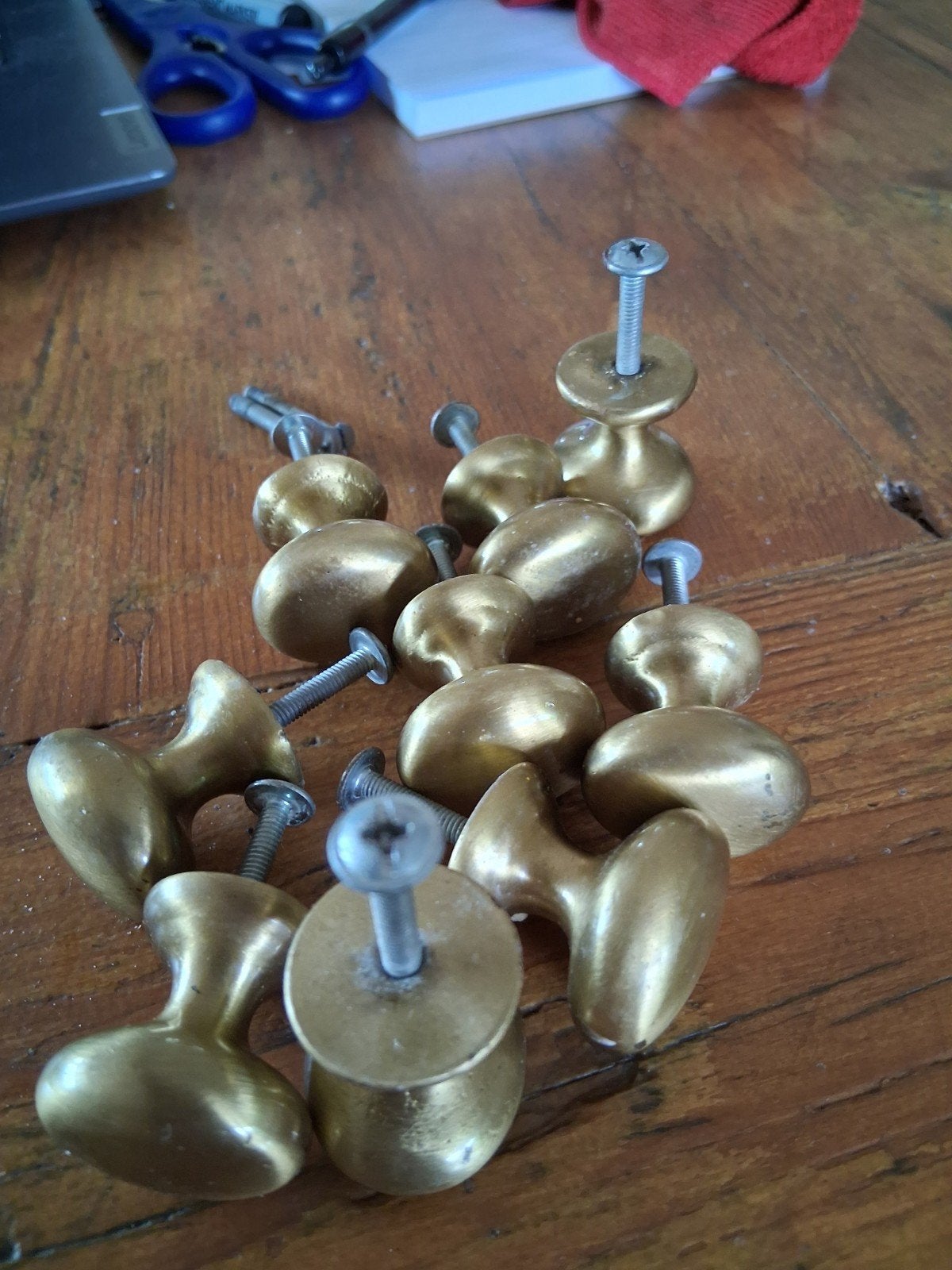 8 messing deur knopjes, Ophalen of Verzenden, Gebruikt, Koper of Messing, Klink of Kruk