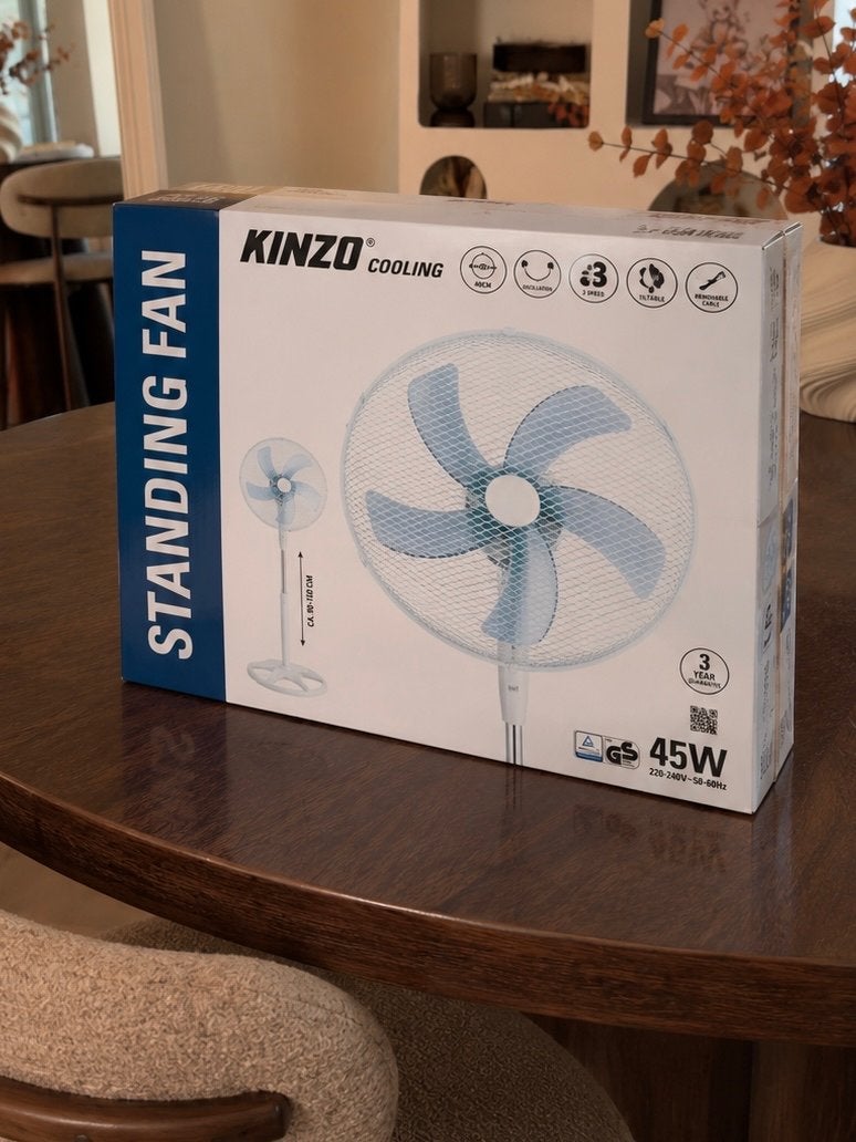 Nieuwe Kinzo Staande Ventilator 45W - Perfect voor de zomer!, Witgoed en Apparatuur, Ophalen, Nieuw, Statiefventilator