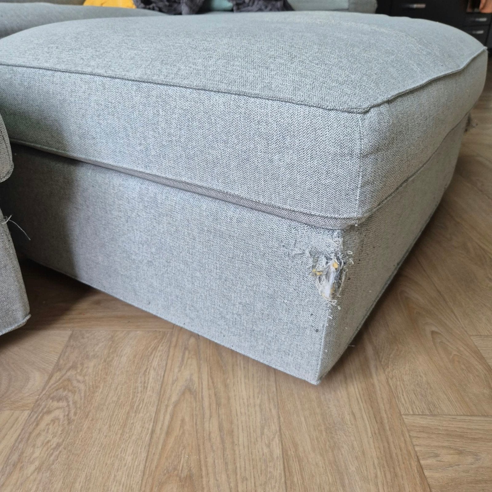 IKEA KIVIK Voetenbank met opbergruimte, Tallmyra wit/zwart, Ophalen, Gebruikt, Modern, Scandinavisch, 75 tot 100 cm