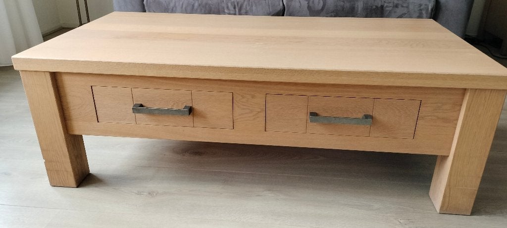 Salontafel met 2 lades, Ophalen, Gebruikt, 100 tot 150 cm, 50 tot 100 cm