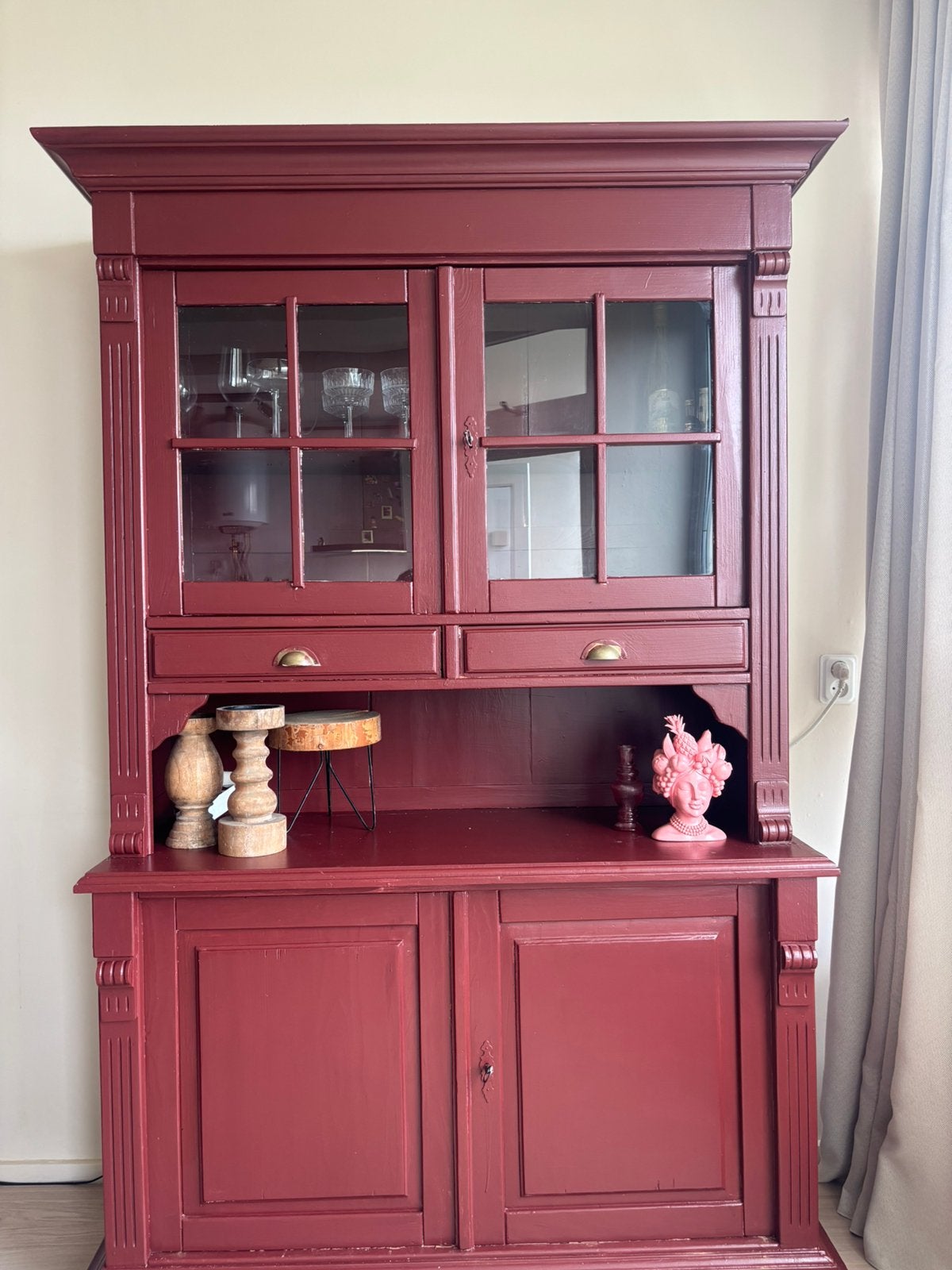Gerestaureerde antieke servies kast, Huis en Inrichting, Ophalen of Verzenden, Zo goed als nieuw, 25 tot 50 cm