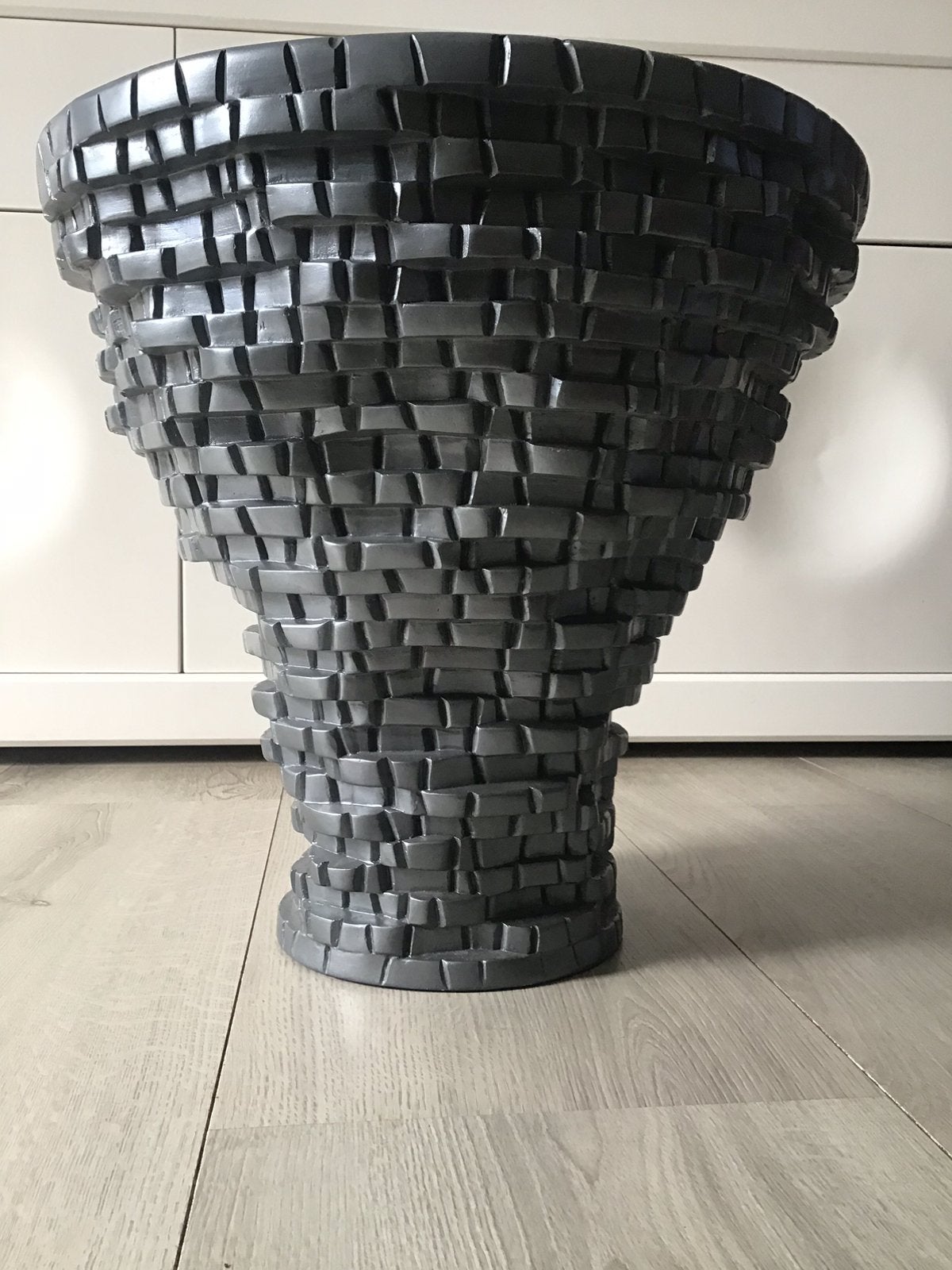 Zgan grote zilveren design 3-D geprinte bloempot plantenpot, Zgan grote zilveren design 3-D geprinte bloempot plantenpot, Kunststof