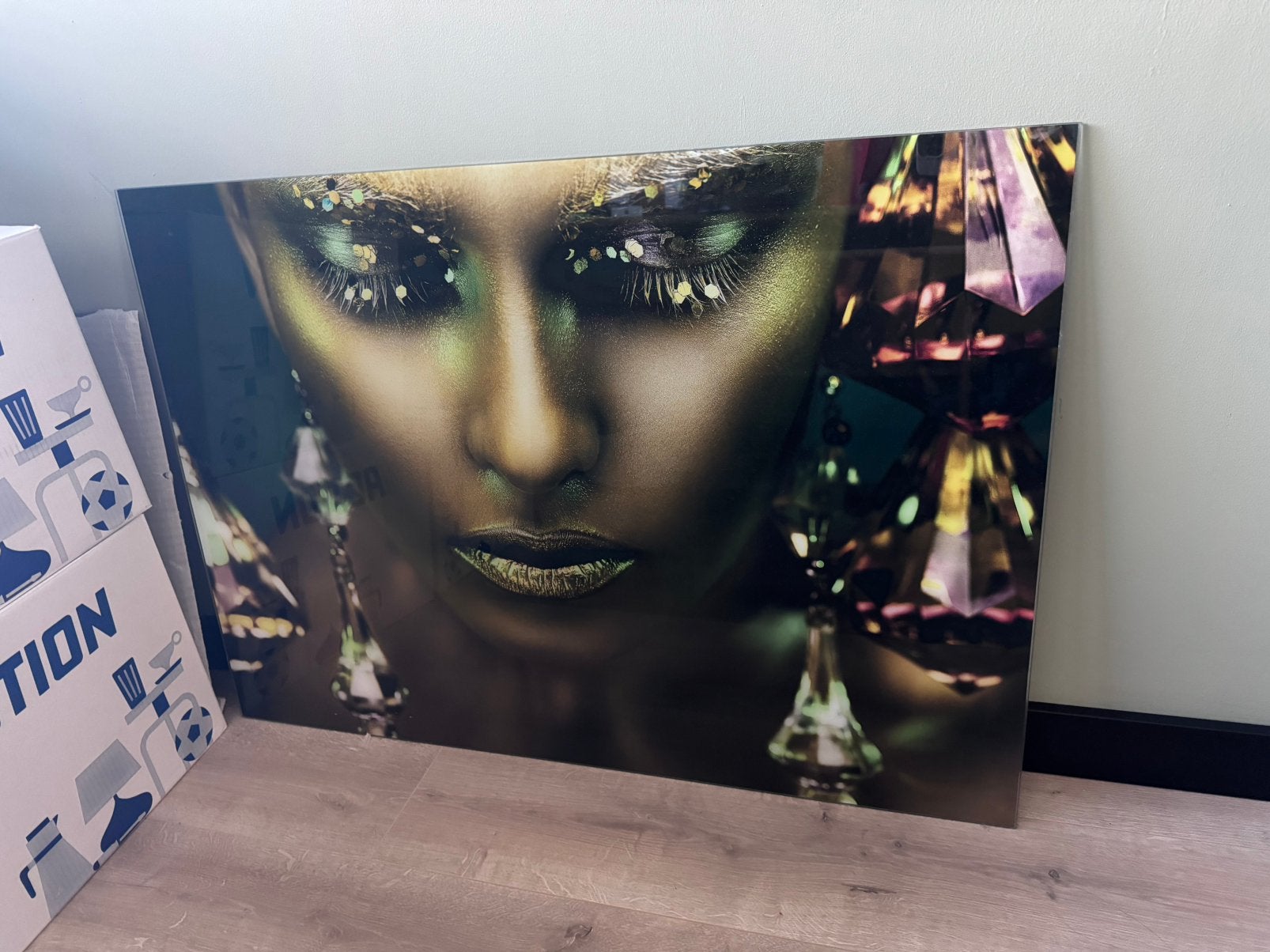 Glas schilderij, Huis en Inrichting, Ophalen, Zo goed als nieuw, Schilderij