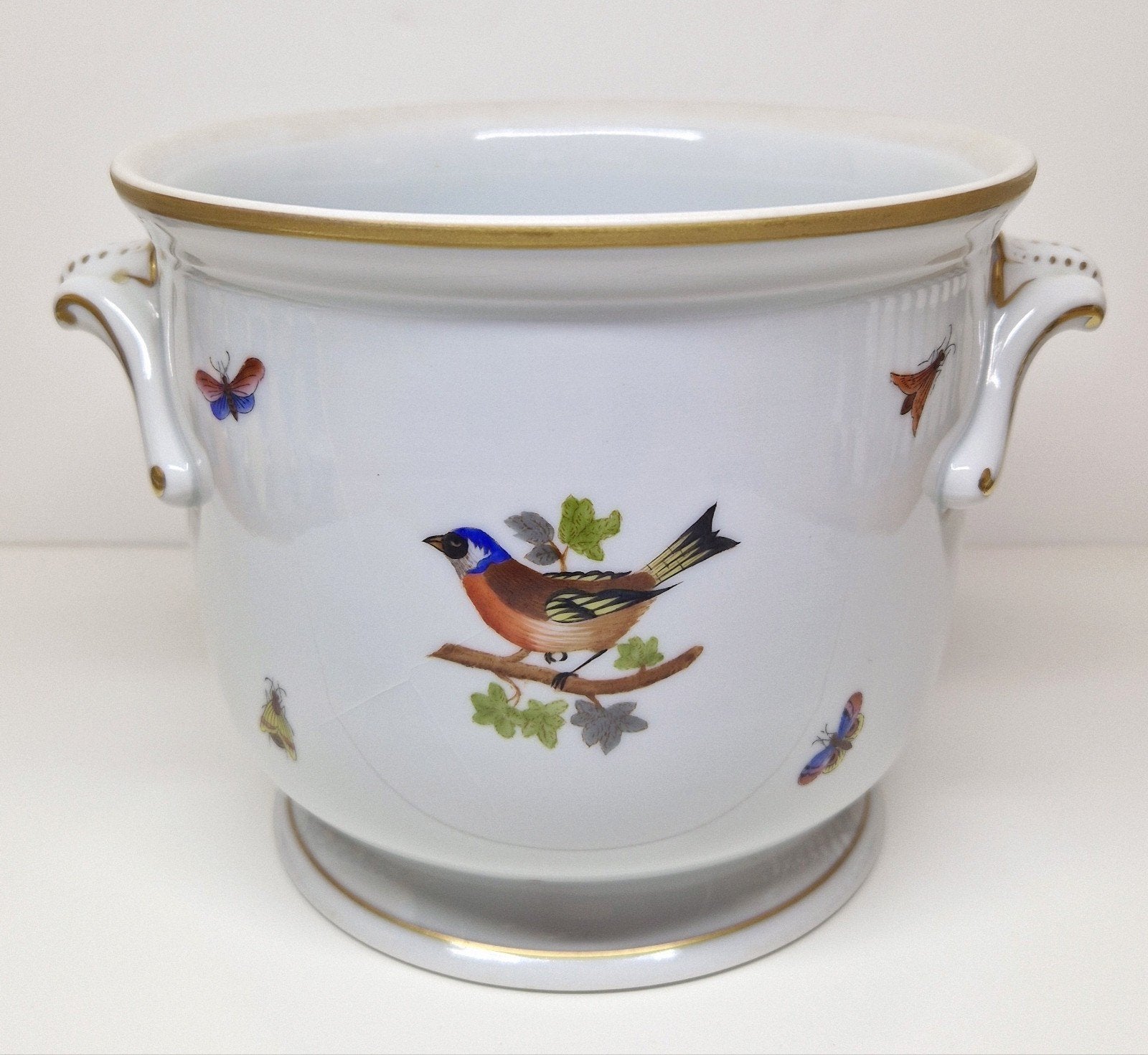 Herend cachepot met grepen, vogel decor Hongarije., Antiek en Kunst, Ophalen
