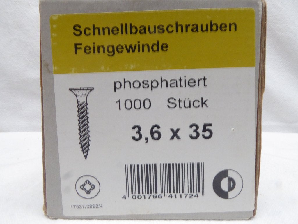 Snelbouw schroeven | fijne draad 3.6x35 mm | gefosfatteerd, Ophalen of Verzenden, Nieuw