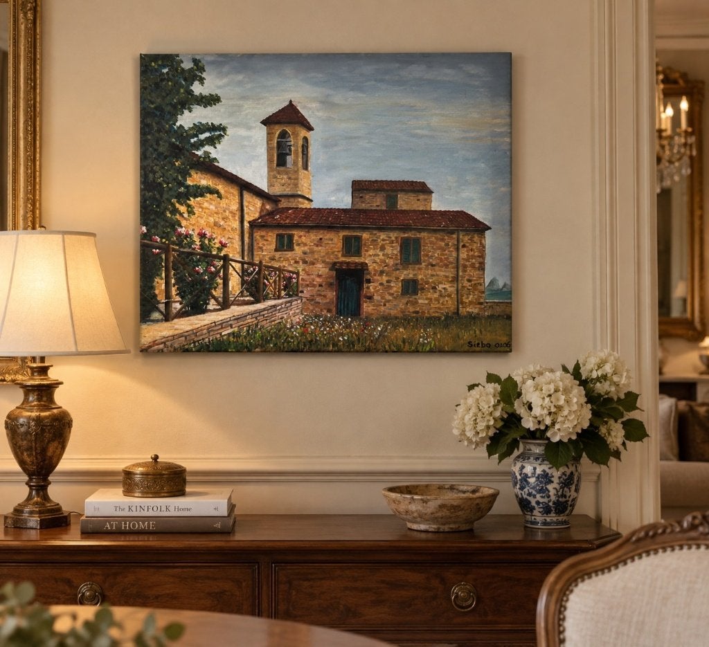 Sfeervol schilderij op doek – Italiaans/Toscaans tafereel, Ophalen of Verzenden