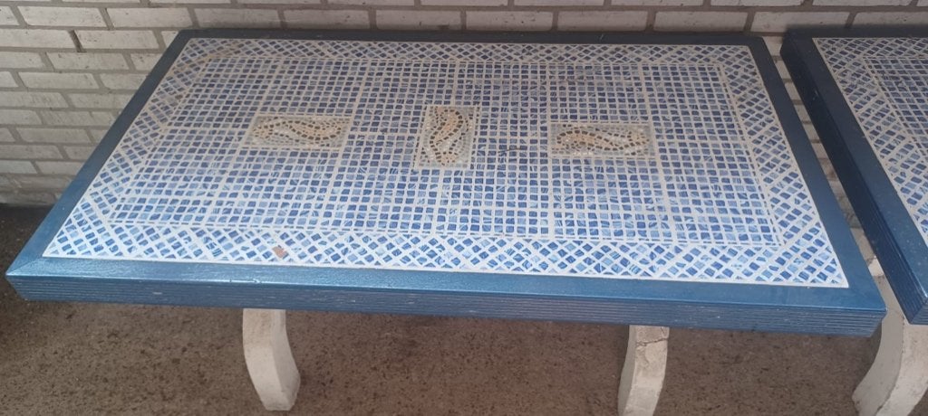 Portugese buitentafels 2x, Tuin en Terras, Tuintafels, Ophalen, Gebruikt, Rechthoekig, Overige materialen