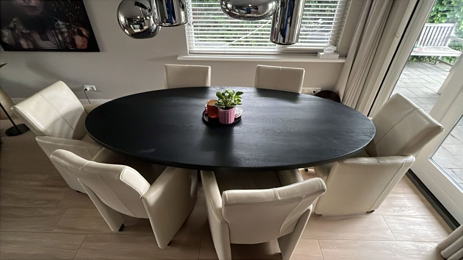 Crème leren stoel met wieltjes - gratis af te halen, Ophalen, Gebruikt, Overige kleuren, Leer