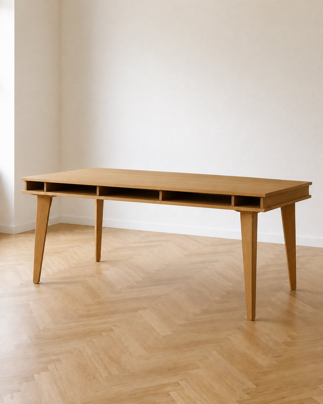 Fairwood eettafel met opbergruimte (eikenhout), Gebruikt, 100 tot 150 cm, Eikenhout, Vier personen