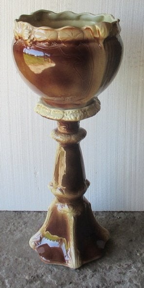 art nouveau keramiek bloemenstaander met pot, Antiek en Kunst, Ophalen