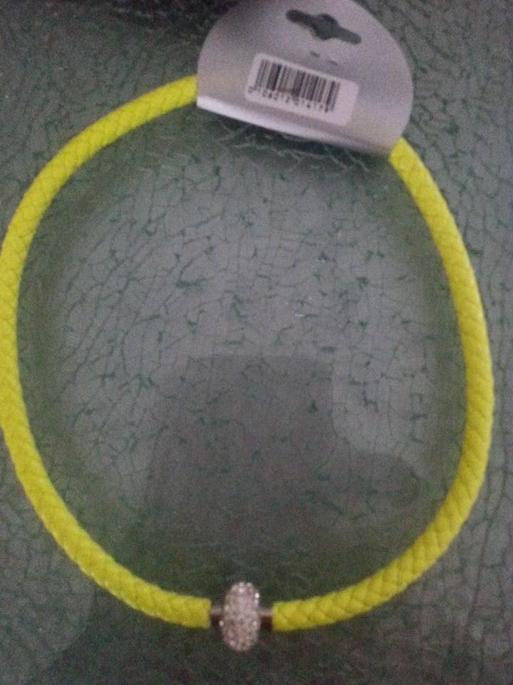 k010 gele choker met strass, Ophalen, Kunststof, Geel, Nieuw