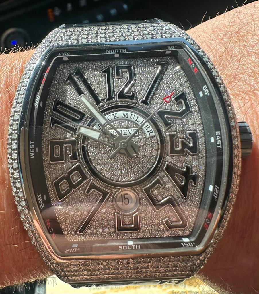 Franck Muller Vanguard V45SCDT diamant, Sieraden, Tassen en Uiterlijk, Overige merken, Leer, Polshorloge, Ophalen of Verzenden