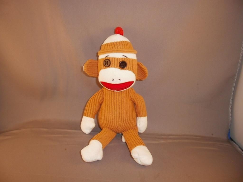 ty sock monkey aapje oranje/bruin/wit met mutsje 24 cm, Overige karakters, Ophalen of Verzenden, Middelgroot (20 tot 80 cm), Wasbaar