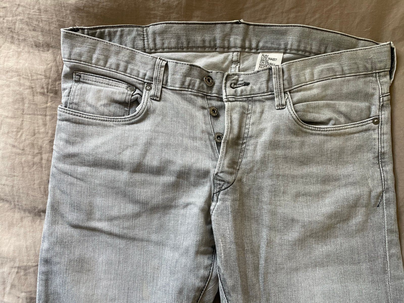 H&M Slim Low Waist Jeans - Grijs (W34/L32), Ophalen of Verzenden, Gedragen, Grijs, W33 - W34 (confectie 48/50)