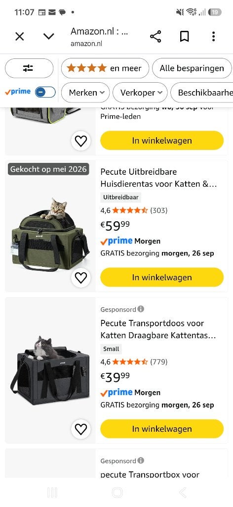 Katten reis tas, Dieren en Toebehoren, Ophalen, Nieuw