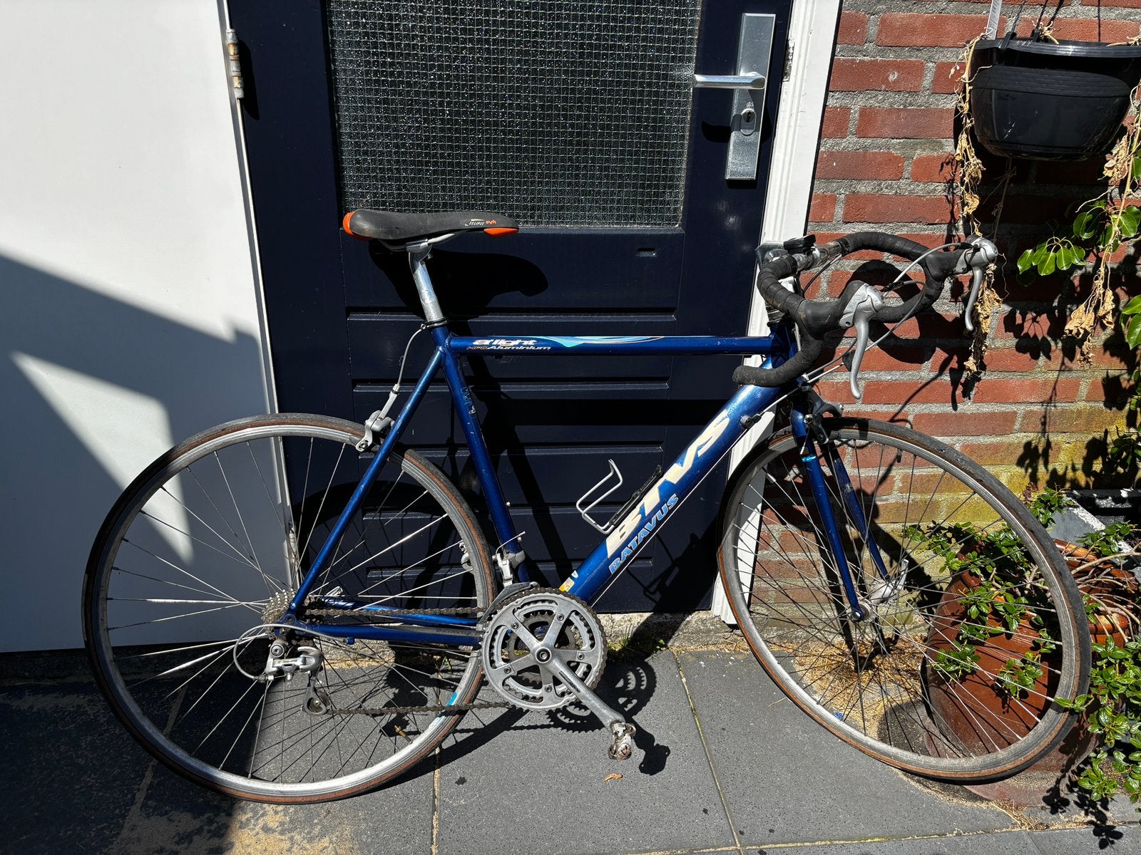 Blauwe Batavus a’light racefiets framemaat 57, Ophalen, Gebruikt, 26 inch, Velgrem